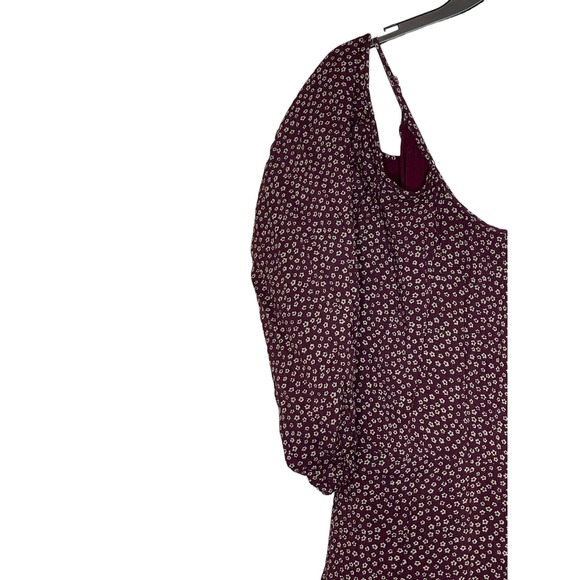 Paige Carmine Women Top Cold Off Shoulder Tie Front Ditsy Floral Dress Red Small - Picture 3 of 9